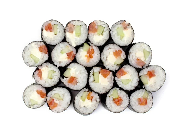 Maki sushi rolls with salmon and California cheese — Stock Photo, Image