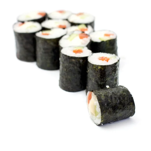 Maki sushi rolls with salmon and California cheese — Stock Photo, Image