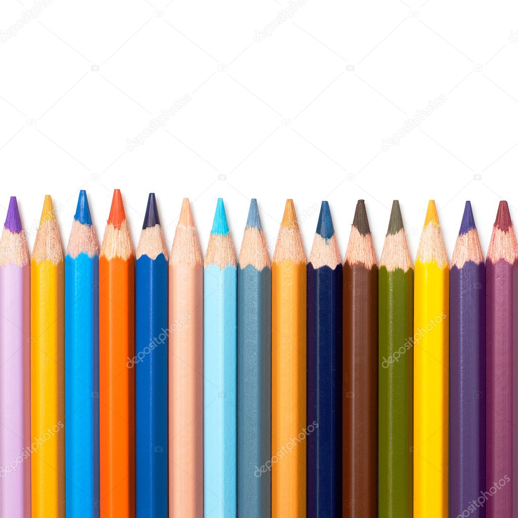 Colors pencil in series on white background