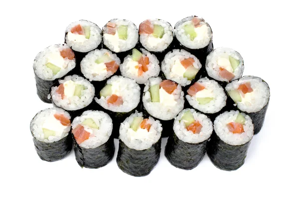 Maki sushi rolls with salmon and California cheese — Stock Photo, Image