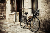 Bicycle in cobble street