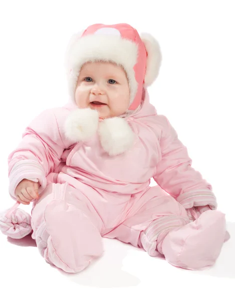 Bambino in abiti invernali rosa — Foto Stock