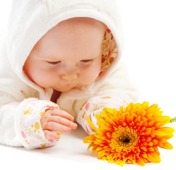 Baby with flower — Stock Photo, Image