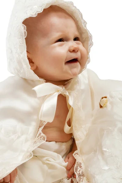 Bebê em roupas batismais — Fotografia de Stock