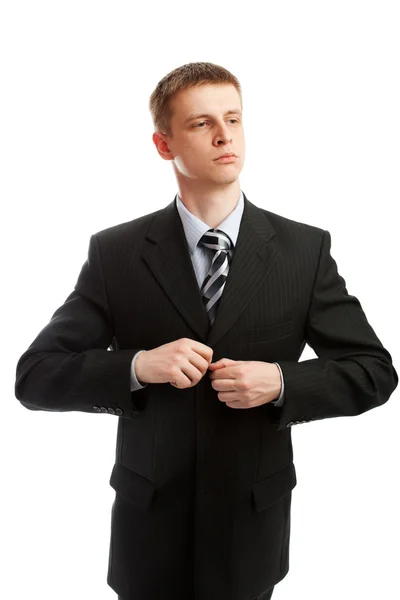 Mann knöpft sich Anzug vor — Stockfoto