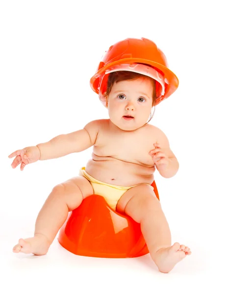 安全帽的婴儿 — 图库照片