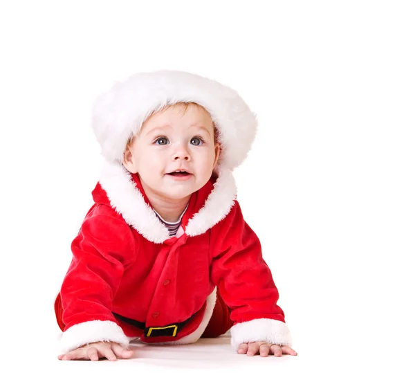 婴儿在圣诞老人服装 — 图库照片