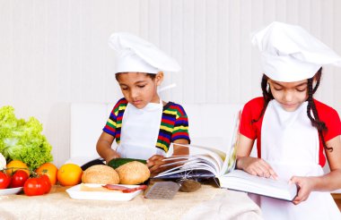 Brother and sister cooking clipart