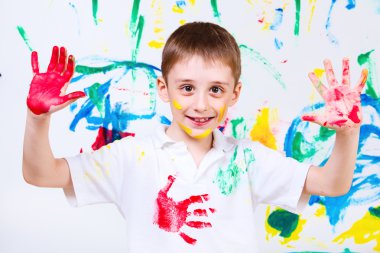 Laughing preschool boy clipart