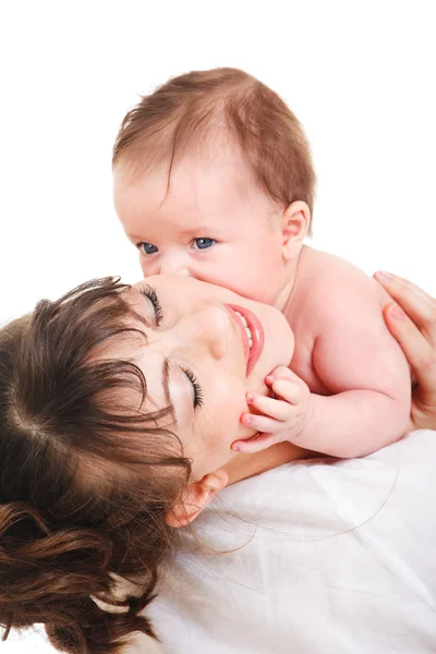 Bambino baciare madre — Foto Stock