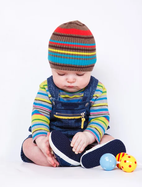 Baby boy in bright clothing — Stock Photo, Image
