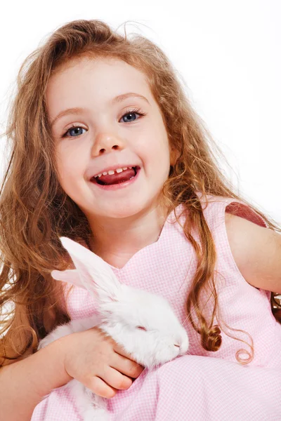 Дівчина з кролик — стокове фото