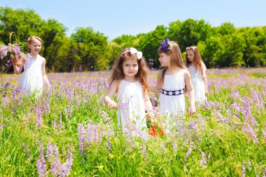 Beautiful girls in white dresses clipart