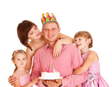 Family embracing father clipart