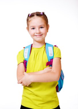 Girl with backpack clipart