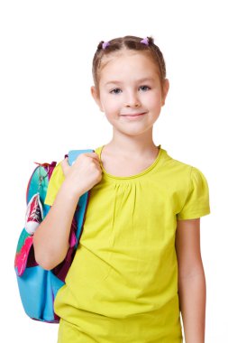 Girl with backpack clipart