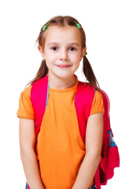 Girl in orange t-shirt clipart