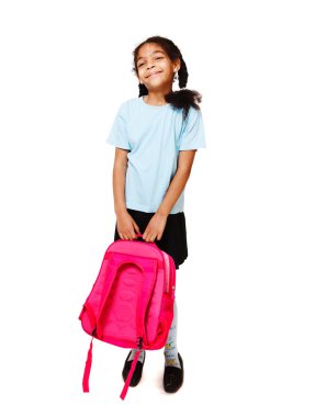 Girl with a backpack clipart