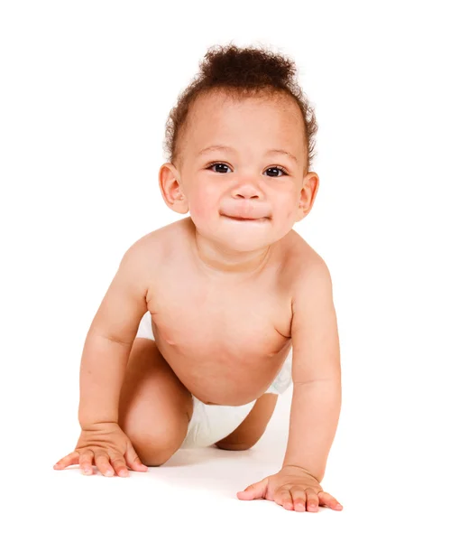 Усміхнена дитина в підгузник — стокове фото