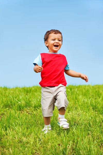 Joyful kid running — Stock Photo, Image