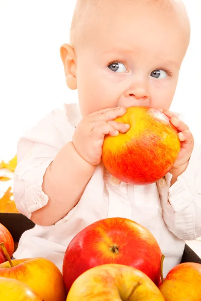 Baby eten apple — Stockfoto