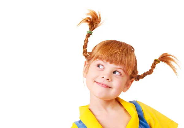 Μικρό κορίτσι με τα κόκκινα μαλλιά της πλεγμένες — Φωτογραφία Αρχείου