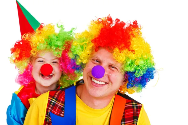 Adult and little clowns — Stock Photo, Image