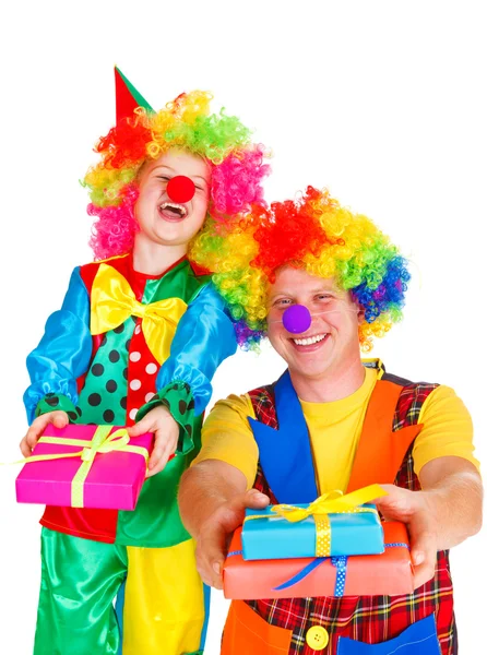 Twee laughing clowns — Stockfoto