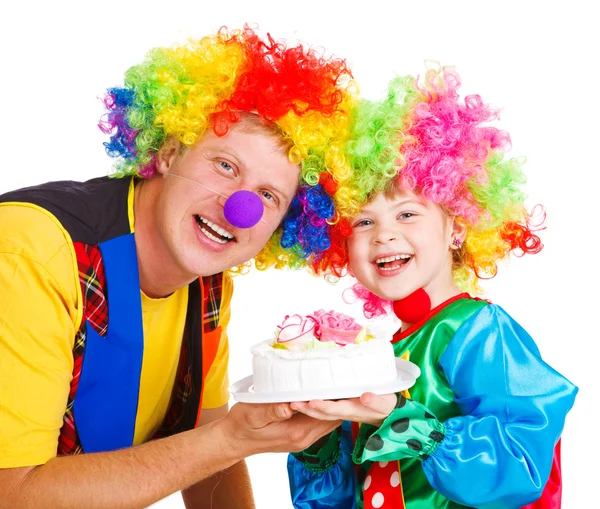 Клоуны с тортом — стоковое фото