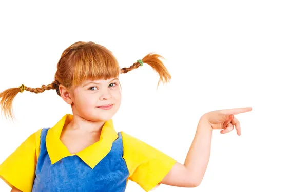 Menina com tranças engraçadas — Fotografia de Stock