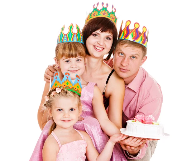 Familia en coronas de cumpleaños —  Fotos de Stock