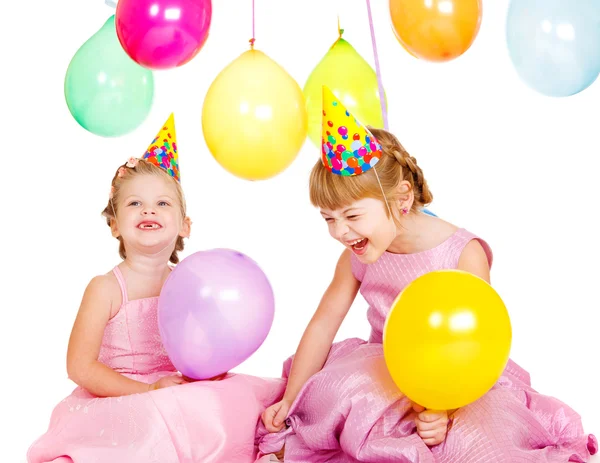 Crianças em chapéus de festa — Fotografia de Stock