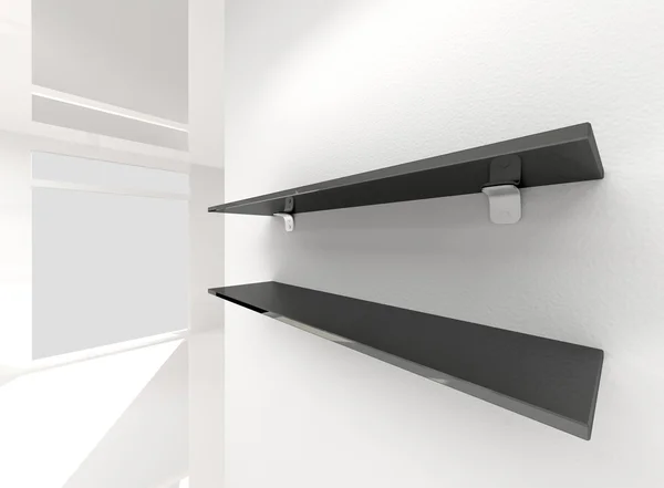 Black shelves — Stock Photo, Image