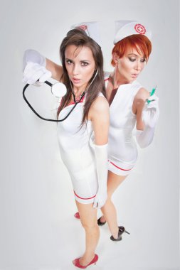 Two sexy nurses clipart