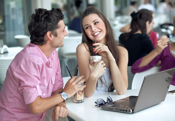 Loving couple in a restaurant — Stock Photo, Image