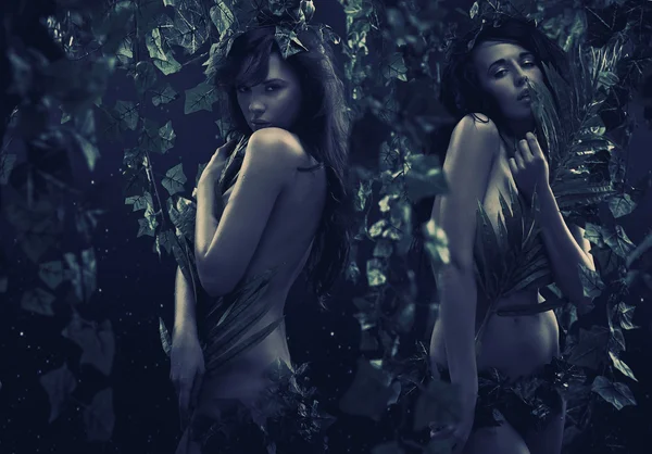 ジャングルの中で 2 人の女性 — ストック写真