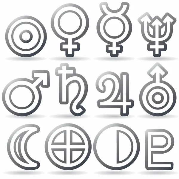 Zodiac and astrology symbols of the planets — Stock Vector