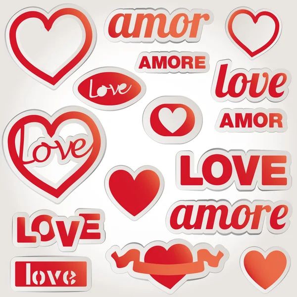 Set coeur d'amour vectoriel — Image vectorielle