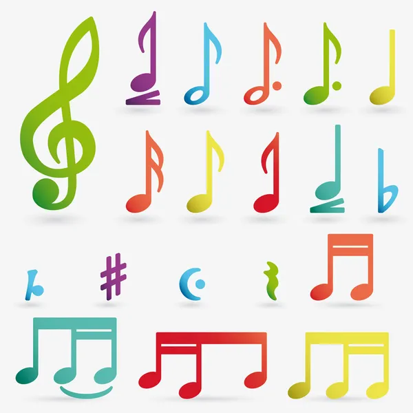 Vector music note icon on sticker set. — Stock Vector