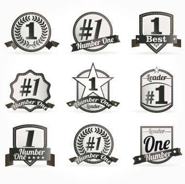 Vector badges, certificates and seal icons. Number one. clipart