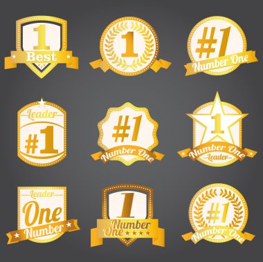 Vector badges, certificates and seal icons. Number one. clipart