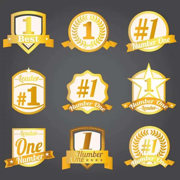 Badges vectoriels, certificats et icônes de sceau. Numéro un . — Image vectorielle