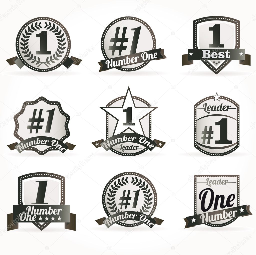 Vector badges, certificates and seal icons. Number one.