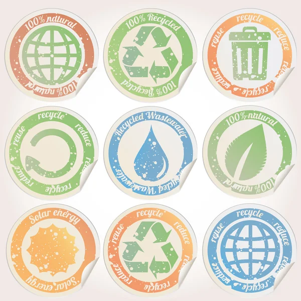 Sammlung von Symbolen für Recycling und Ökologie — Stockvektor