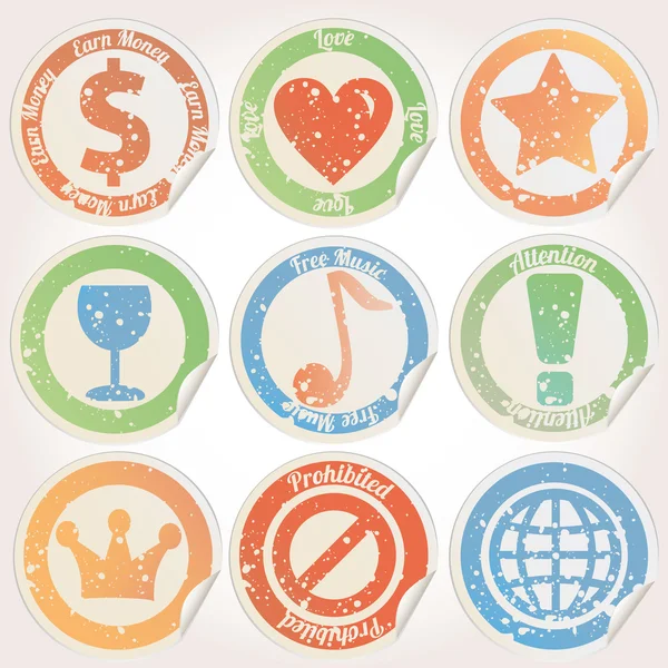 Grunge pictogram stickers — Stockvector