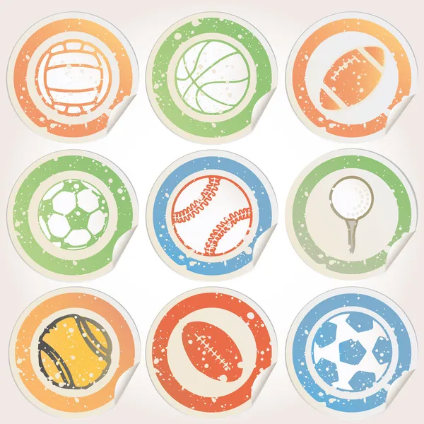 Set of Sports Ball Stickers — Stock Vector