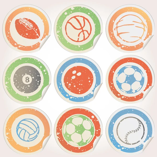 Set of Sports Ball Stickers — Stock Vector