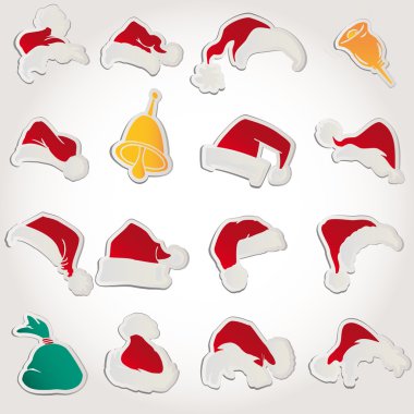 Set santa claus hats clothin christmas icons vector clipart