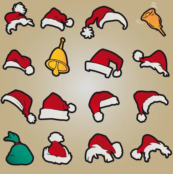 サンタ クロース帽子服クリスマスのアイコン ベクトルを設定します。 — ストックベクタ