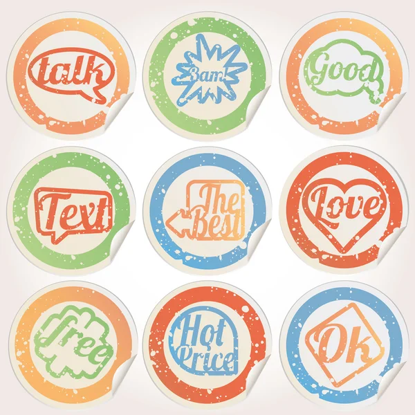 Set sticker grunge mesaj — Stok Vektör